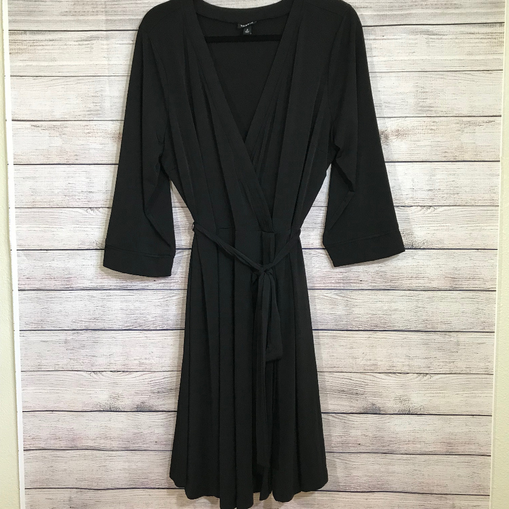 Black Torrid Wrap Tie Dress with 3/4 Sleeves